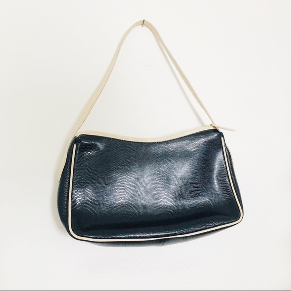 Vintage Italian 70s Navy Leather Handbag - Picture 3 of 7